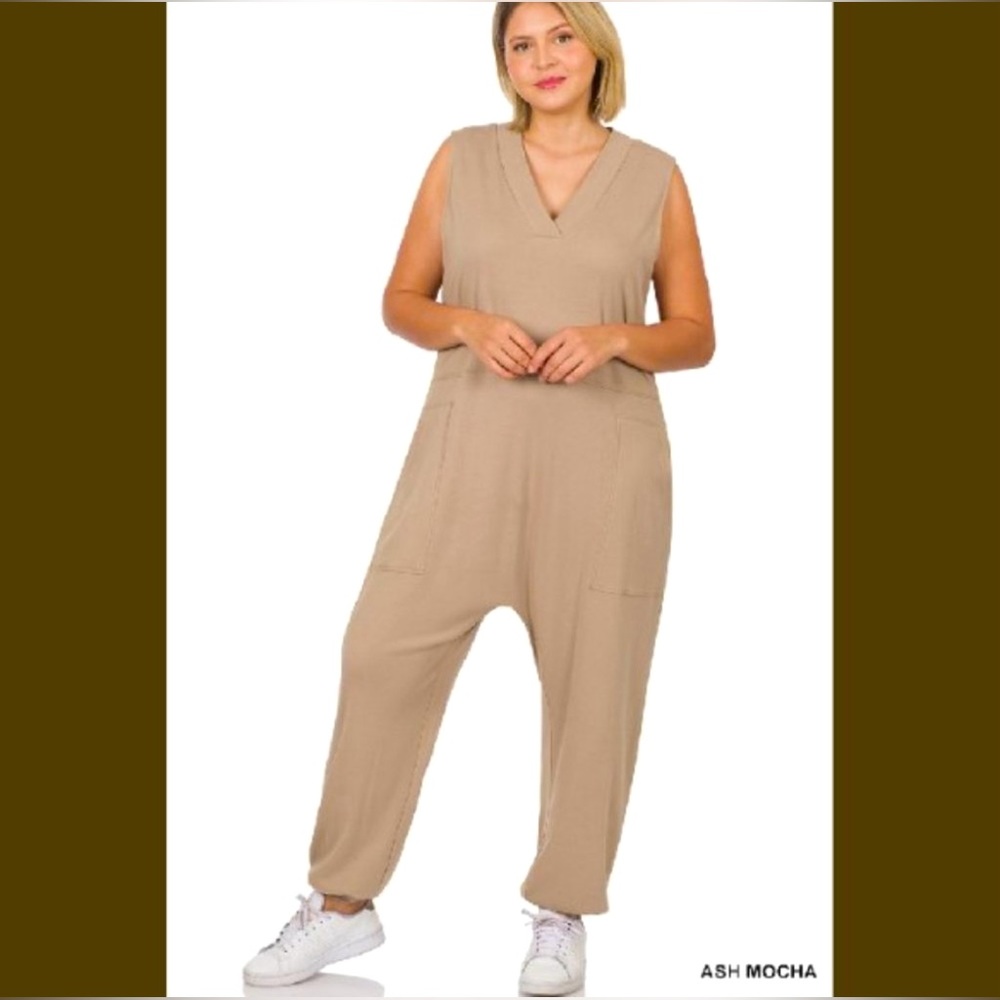 NEW!  Plus Size Harem Jumpsuit | ASH MOCHA & DESERT ROSE 🌹